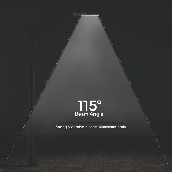 V-TAC utcai LED lámpa, térvilágító alkonyszenzoros lámpatest 100W természetes fehér - SKU 2120434