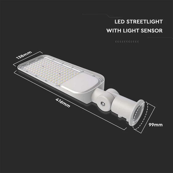 V-TAC utcai LED lámpa, térvilágító alkonyszenzoros lámpatest 30W hideg fehér - SKU 20431