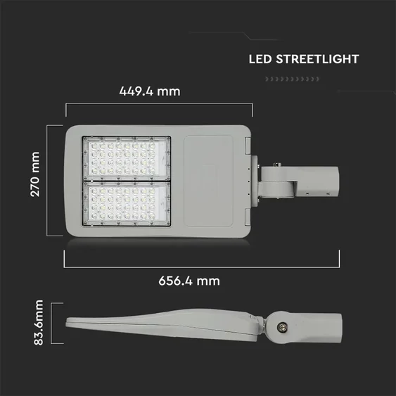 V-TAC utcai LED lámpa, térvilágító ledes lámpatest 100W hideg fehér - SKU 954