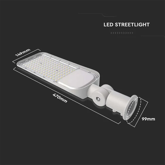 V-TAC utcai LED lámpa, térvilágító ledes lámpatest 50W hideg fehér, 100 Lm/W - SKU 20425