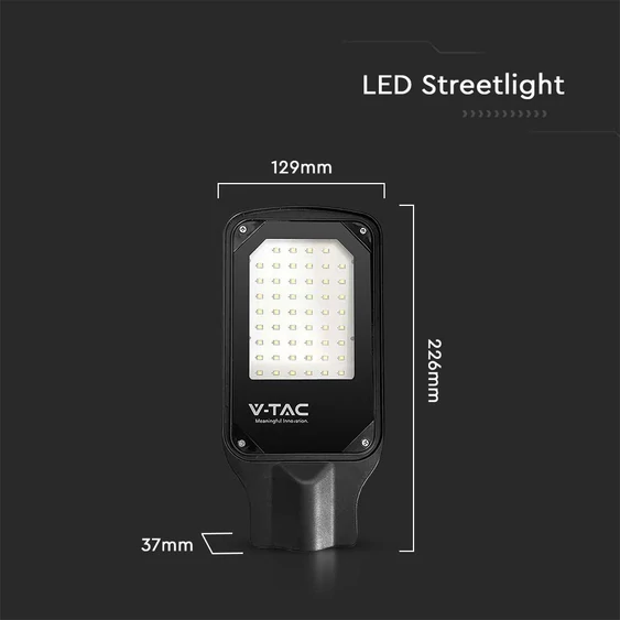 V-TAC utcai LED térvilágító, 30W, természetes fehér, fekete házas - SKU 10206