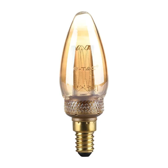 V-TAC Vintage 2W borostyán E14 meleg fehér ART filament C35 LED gyertya égő - SKU 217472