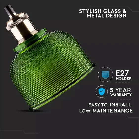 V-TAC zöld üveg csillár, függeszték E27 foglalattal - SKU 3734