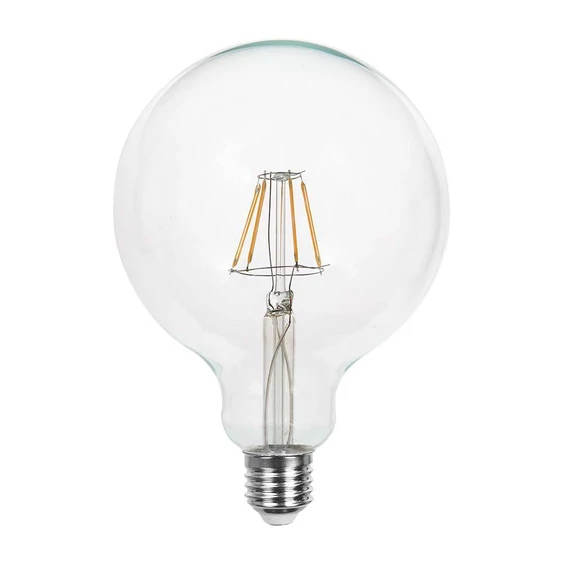V-TAC 12W E27 hideg fehér filament G125 LED égő, 125 Lm/W - SKU 217455