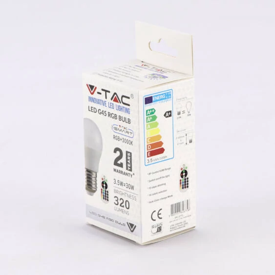 V-TAC 3.5W E27 RGB+meleg fehér dimmelhető LED égő - SKU 2772
