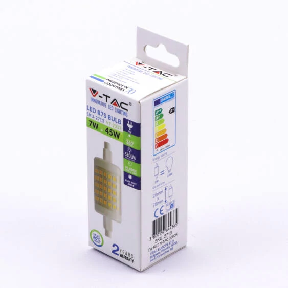 V-TAC 7W R7S meleg fehér LED égő - SKU 2713