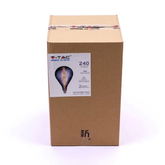 V-TAC 8W füstözött E27 meleg fehér dimmelhető filament LED égő - SKU 45651