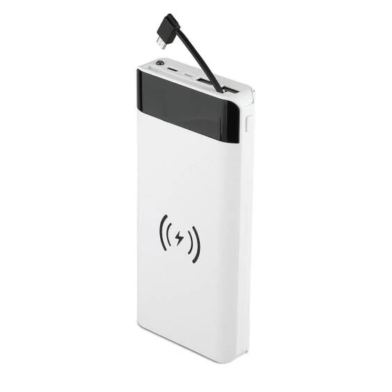 V-TAC fehér, 20000mAh powerbank vezeték nélküli töltővel, kijelzővel - SKU 8860