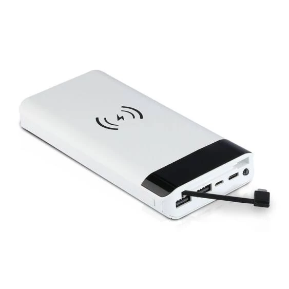 V-TAC fehér, 20000mAh powerbank vezeték nélküli töltővel, kijelzővel - SKU 8860